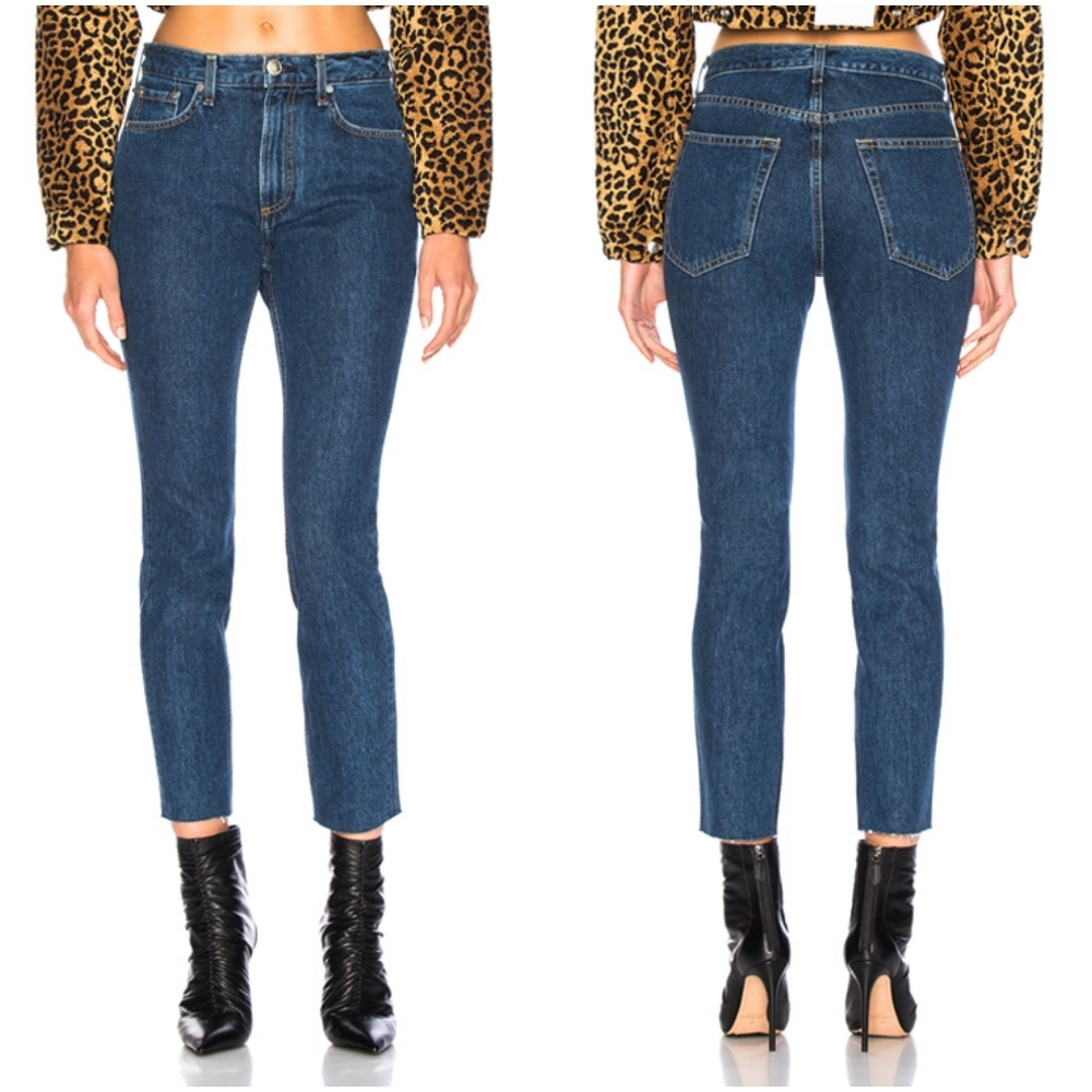 Rag & Bone High Rise Raw Edge Tapered Skinny Jeans